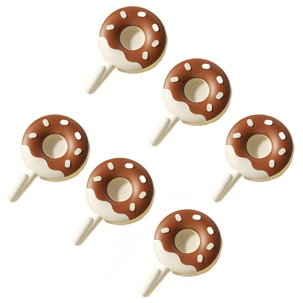 

6Pcs Plastic Donut Shape Hooks Wall Mounted Self-adhesive Key Holder Waterproof Decorative Clothes Hanger for Home