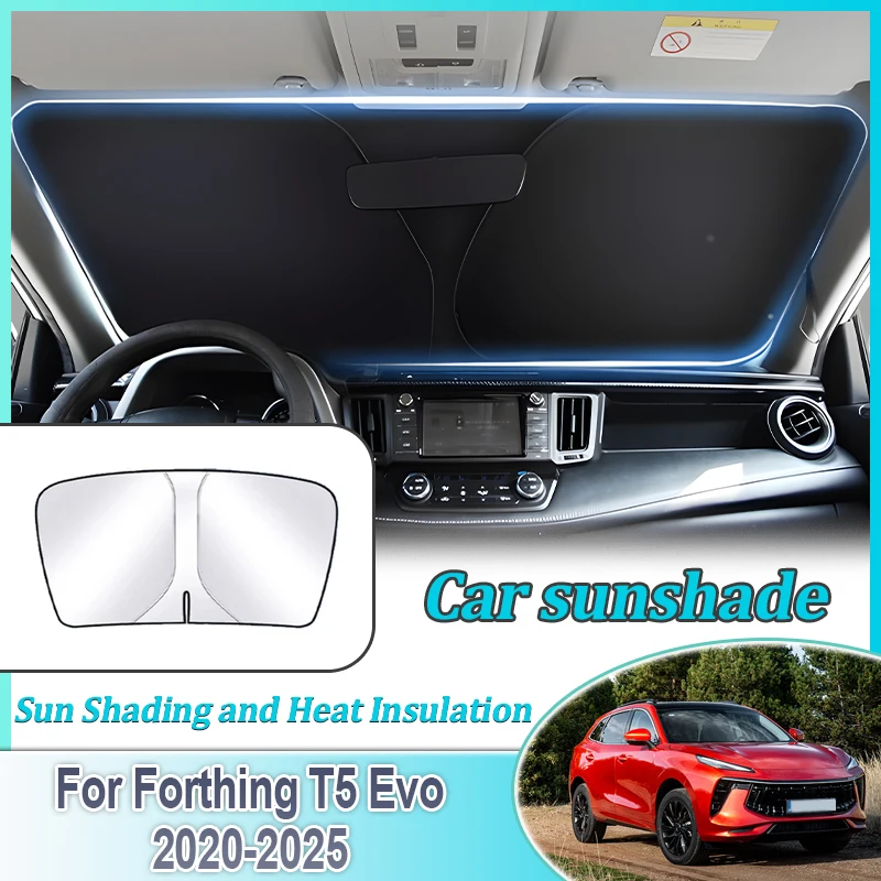 

For DFSK Forthing T5 Evo 2020~2025 Anti-UV Car Sun Protection Steel Ring Front Windshield Sunshade Heat insulation Accessories