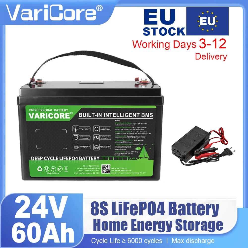 EU Stock 12V 24V 100Ah 180Ah 200Ah 340Ah LiFePO4 Batterij BMS Bescherming voor RV Campers Golfkar Off-Road Zonne-energie Windenergie Met Lader