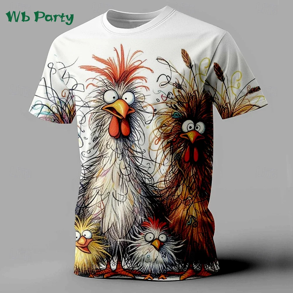 Funny Men's Clothing Animal Chicken Print T shirt Men Casual Mens Clothing Short Sleeve Tee O-Neck Pullover Oversized T-shirt image 5