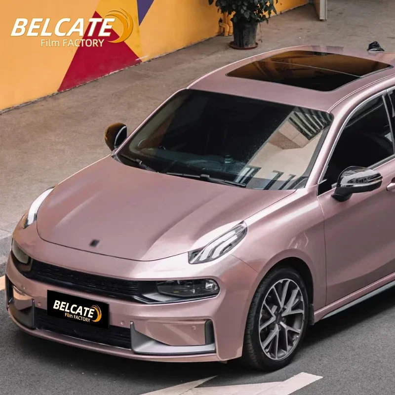 High polymerization 1.52*18m Self-cleaning super bright face Light pink car packaging colorful vinyl car stickers in stock