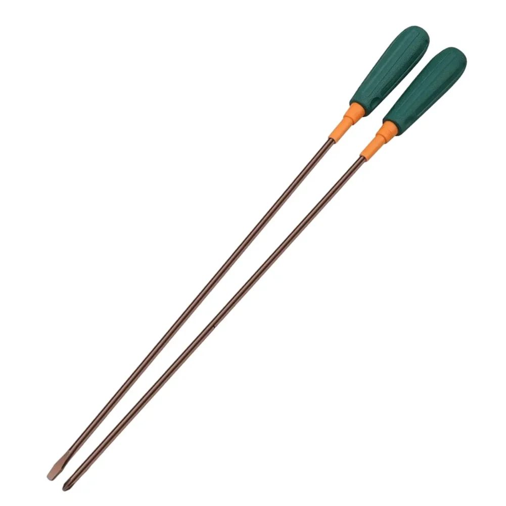 1pc 300mm Extended Screwdriver Magnetic Long Slotted Cross Screwdriver With Rubber Handle Repairing Hand Tool