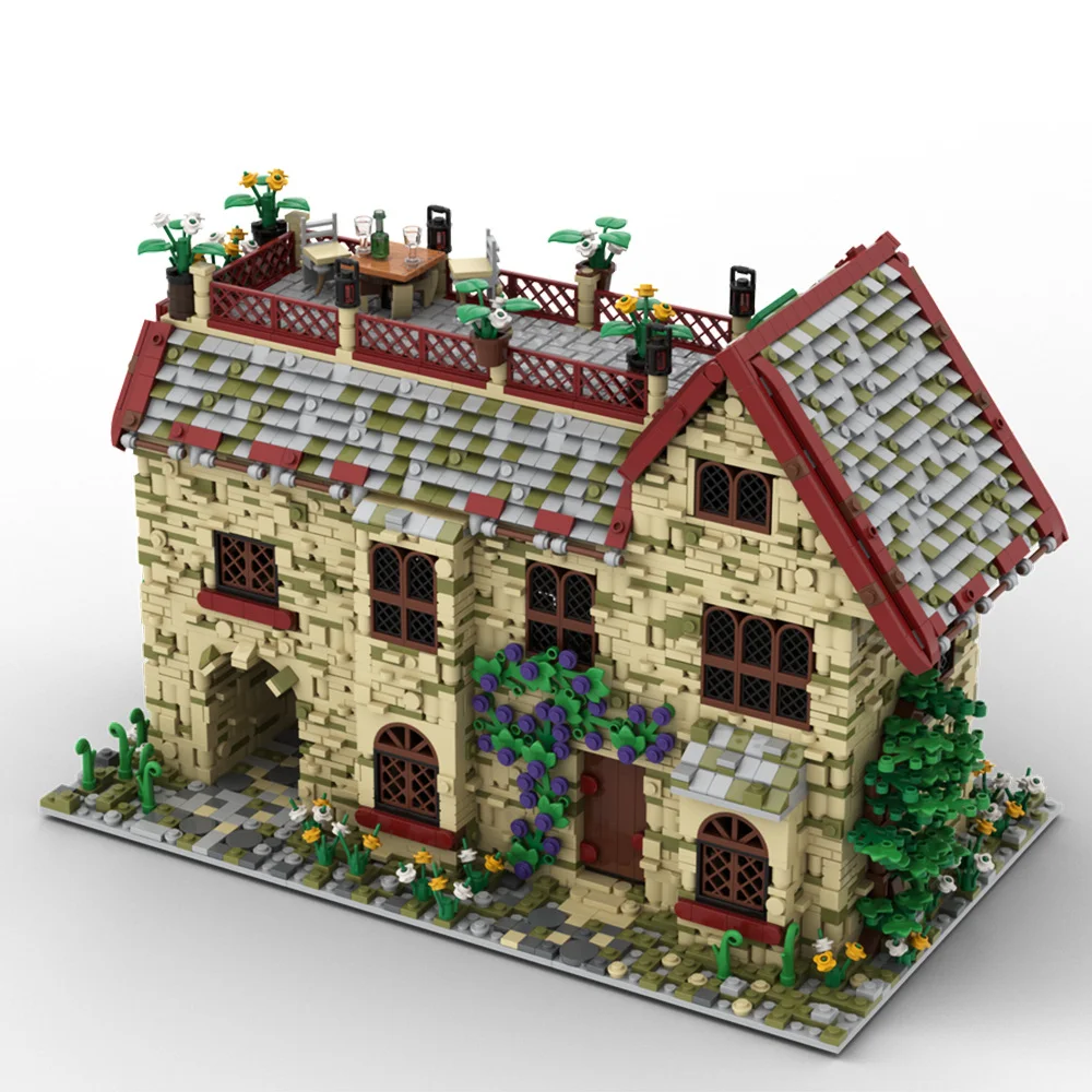 MOC House con mattone un soffitta Giardino Street View Architettura Modello Building Block Compleanno Bambini Compleanno Regalo giocattolo di Natale