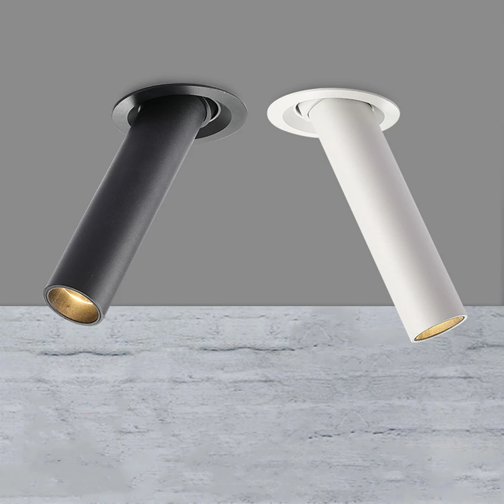 

Black / White Long Tube Ceiling Recessed Led Point Lamp Angle Rotating 12w Ceiling Light For Kitchen Bedroom Tv Background Image