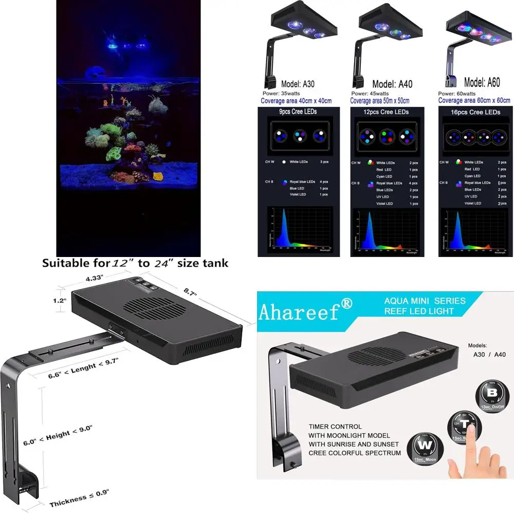 

Светодиодная лампа полного спектра с регулируемой яркостью для кораллов и морских аквариумов (10-24 дюйма, до 40 галлонов)
