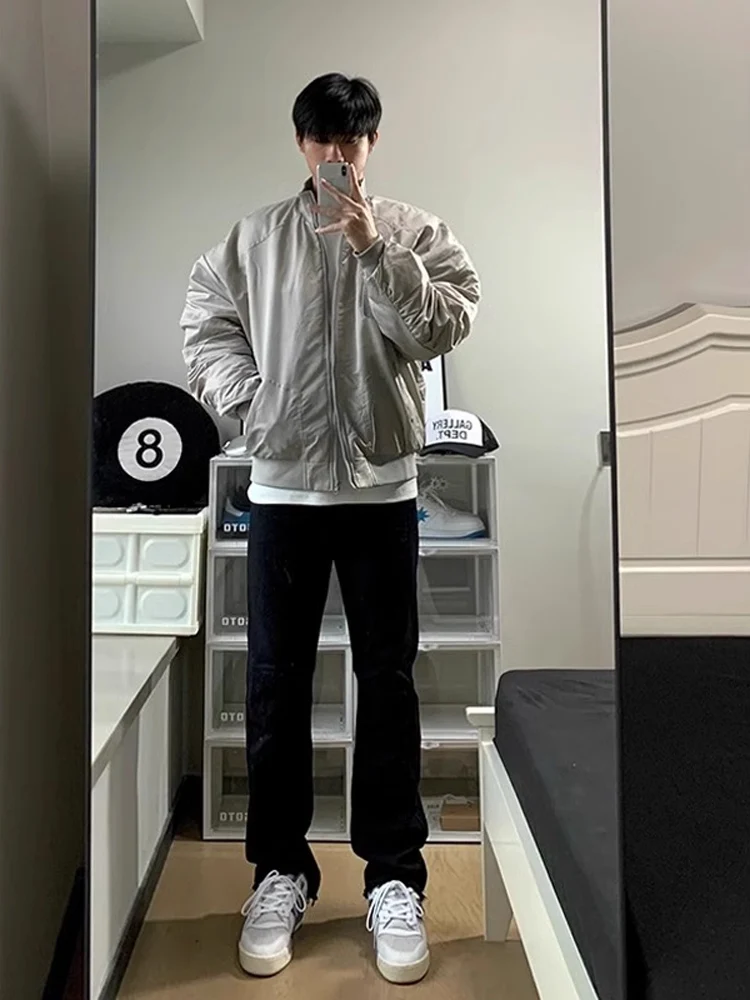 

Slim Fit Straight Leg Jeans Men's Autumn Winter Thiened Fce Lined High Street Sle American Vibe Youth Faion Jeans