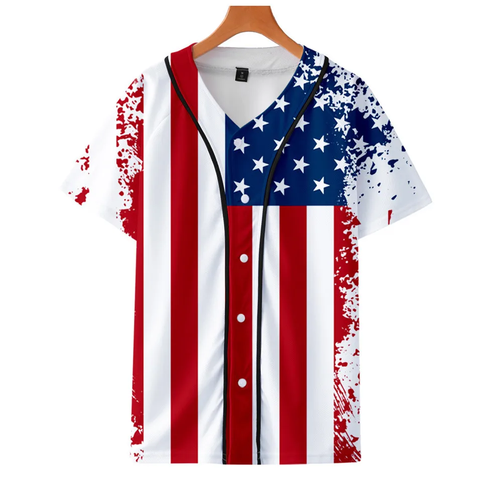 Usa Nationale Vlag Skull Eagle Honkbal T-Shirt Hiphop Shirts Casual 3d Shirt Tee Harajuku Streetwear T-Shirt Merk Kleding