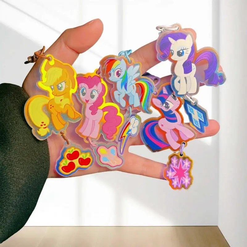 Аниме-my-little-pony-акриловый-брелок-для-ключей-милый-kawaii-twilight-sparkle-брелок-для-ключей-сумка-подвески-кулон-аксессуары-подарки-на-день-рождения