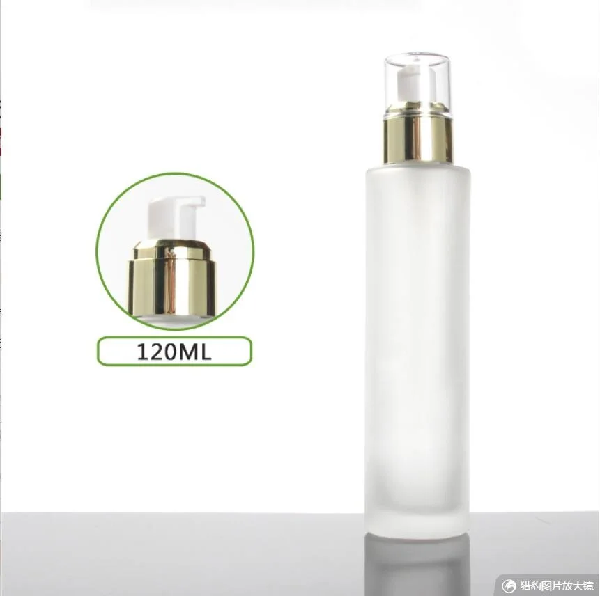 

120ml frosted/green/blue glass bottle gold pump clear lid serum/lotion/emulsion/foundation/essence skin care cosmetic packing