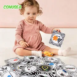 Baby Black and White Cloth Book Felt Sensory Toys Fabric Soft Book Learning Activities Newborn Quiet Books Educational Gifts