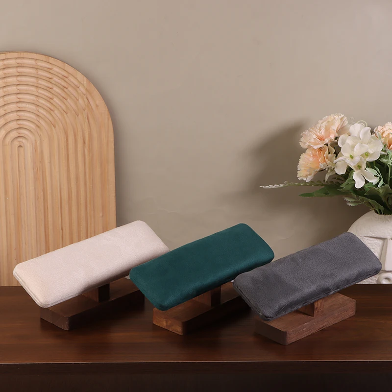 1Pc Wooden Base T-Shaped PU Leather / Velvet Jewelry Display Rack Bangle Watch Hairband Bracelet Storage Organizer