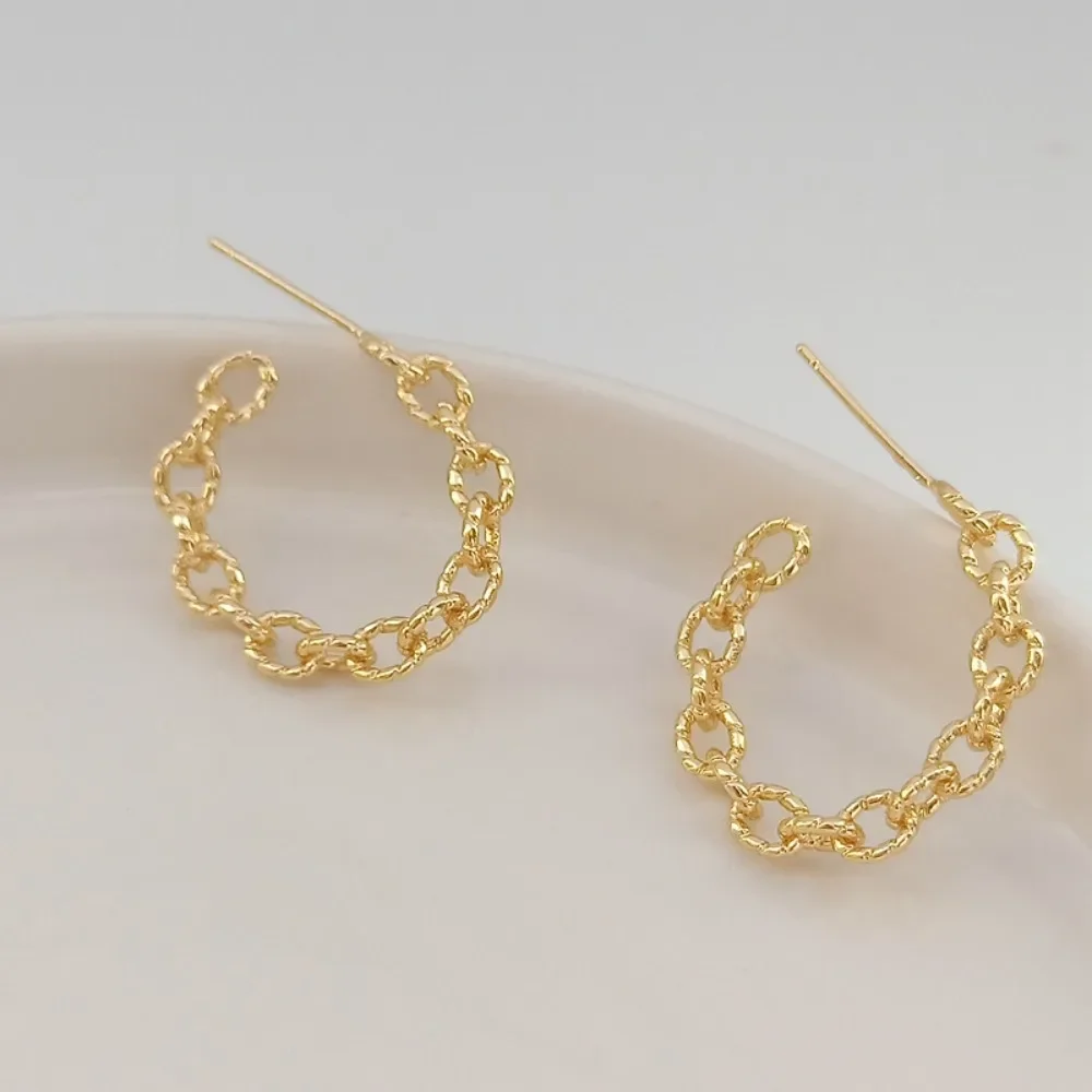 

Позолоченная медь 14 карат с толстым позолотой, булавка для сережек, C-образное кольцо, серьги-цепочки, аксессуары «сделай сам», 25 мм