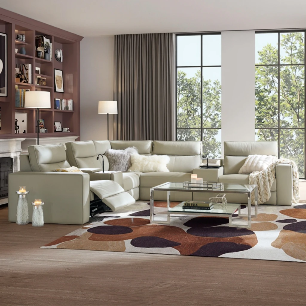 

#Modern Luxury Corner Sectional Leather Recliner Couch Sofa Set Furniture Living Room