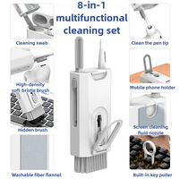8 in 1 Cleaning Kit Computer Keyboard Cleaner Brush Earphones Cleaning Pen For Headset IPad Phone Cleaning Tools Keycap Puller