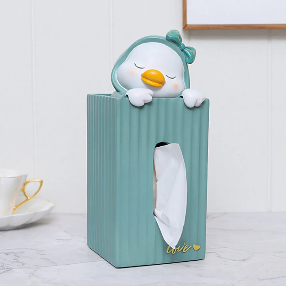 Vilead Cat Tissue Box Cover Tabletop Decor Duck Figurine Paper Holder Living Room Kitchen Storage Home Decoration Accessories