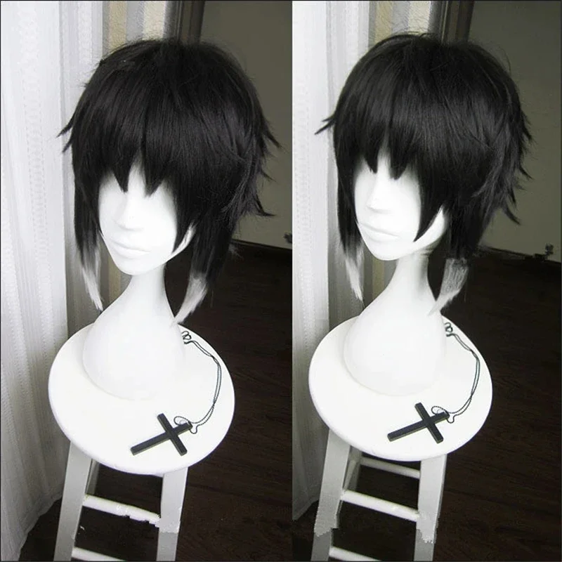 

Bungo Stray Dogs Ryuunosuke Ryunosuke Akutagawa Wig Short Black White Heat Resistant Syntehtic Hair Cosplay Wigs