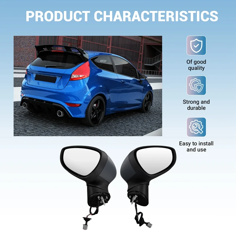 1Pair Car Outside Door Rearview Mirror For Ford Fiesta 2009-2017 Mk7 Mk8 2008-2013 Side Door Mirror With Turn Signal