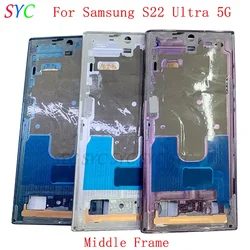 Middle Frame Housing LCD Bezel Plate For Samsung S22 Ultra 5G S908 S908B S908U Phone Metal LCD Frame Repair Parts