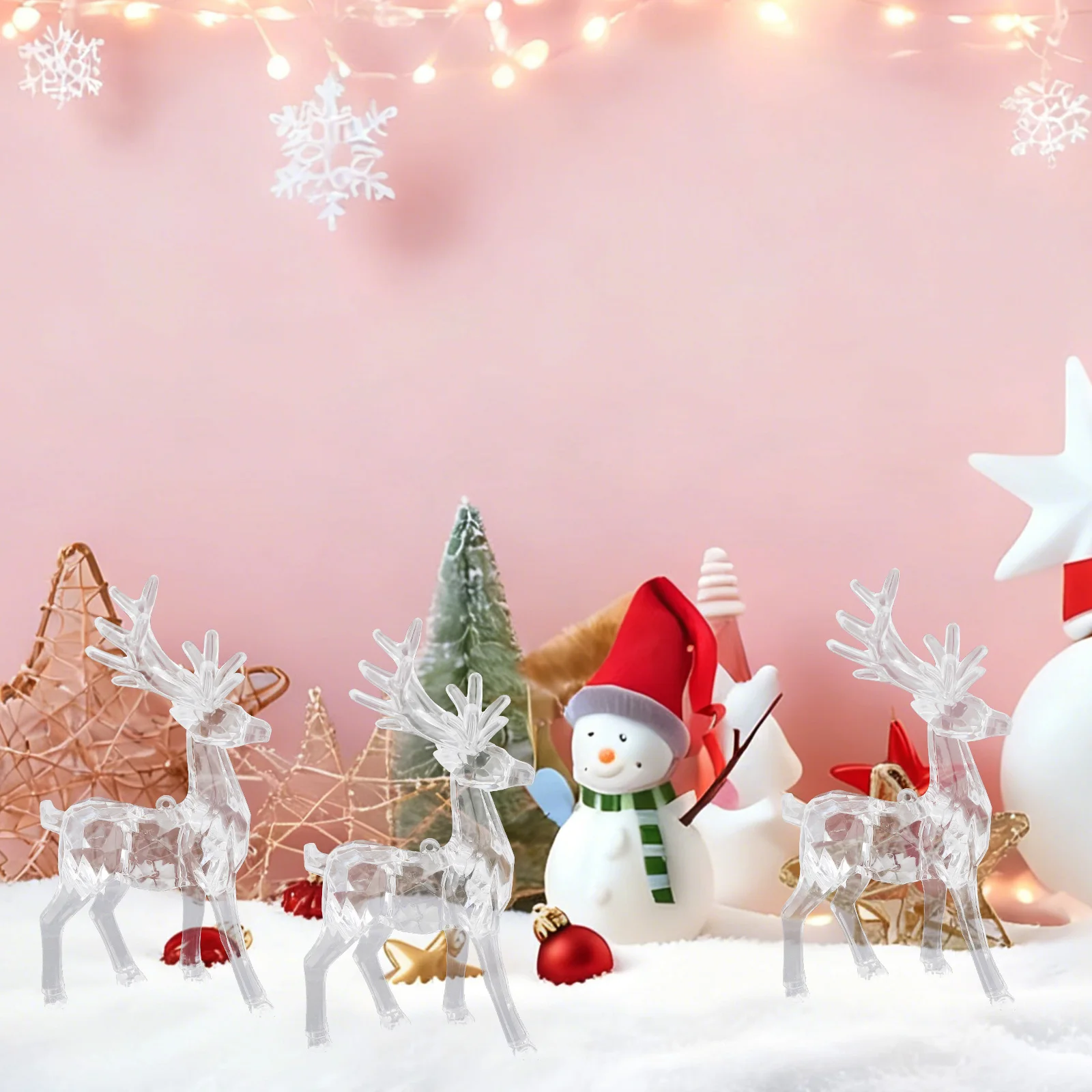 

4Pcs Reindeer Christmas Ornament Acrylic Reindeer Decorations Tabletop Deer Statue for Bedroom Office Table Top Decorations
