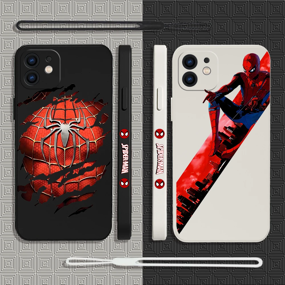 Marvel superhero spiderman Phone Case For iPhone 15 14 13 12 11 Pro Max Mini X XR XSMAX SE 8 7 Plus Soft Liquid Silicone Cover