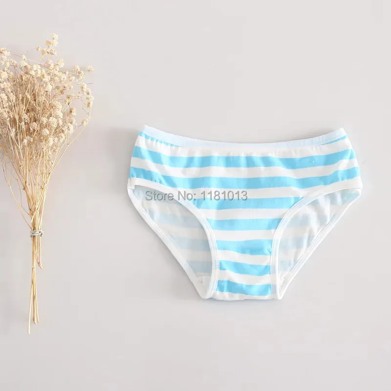 Cute Girl Striped cotton elastic low waist briefs ( anime style Blue white / Green white / Pink white Striped Panties)