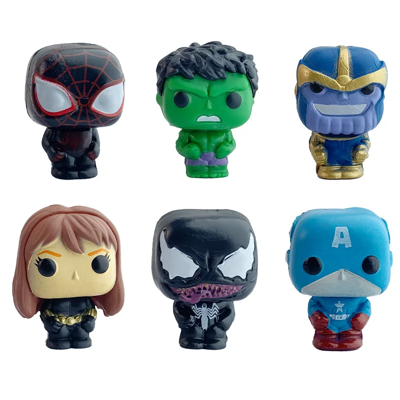 20-24Pcs/Sets Avengers Marvel Q Version mini Figure Anime SuperHeros Iron Man Spiderman Captain Hulk Kids Toys Christmas Gift