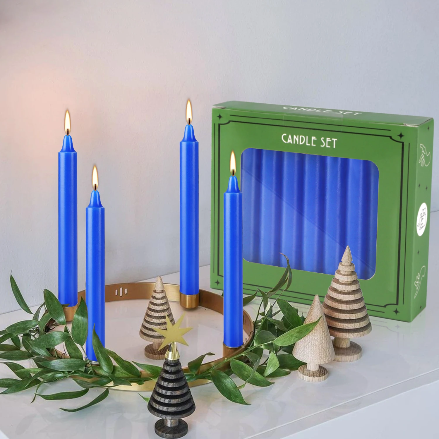 20 Blue 4-Inch Stick Candles, Drip-Free, Smoke-Free, Unscented, Household Dinner Candles, Hand-Poured, High-Quality, Suitable for Churches, Homes,