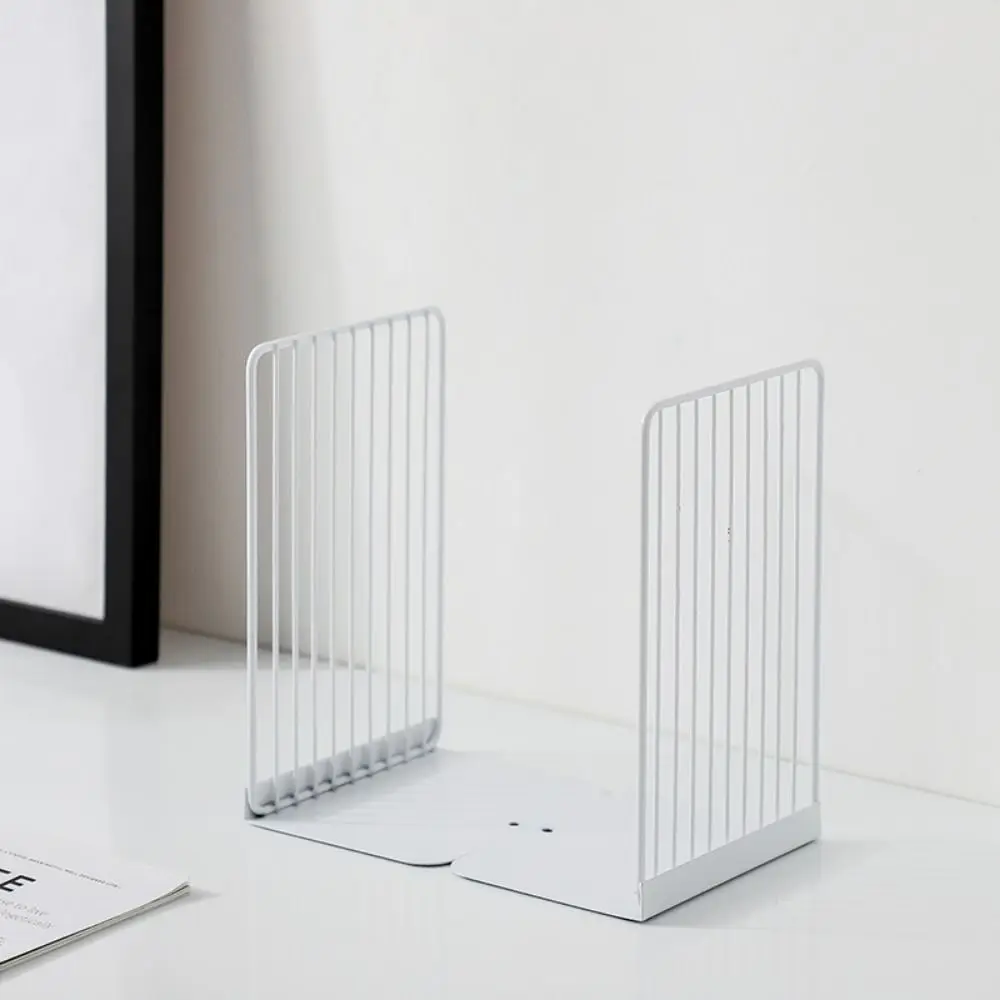 Modern Hollow Metal Bookends Anti-slip Sturdy Document Holder Multifunctional Large Capacity Simple Book Stand Home