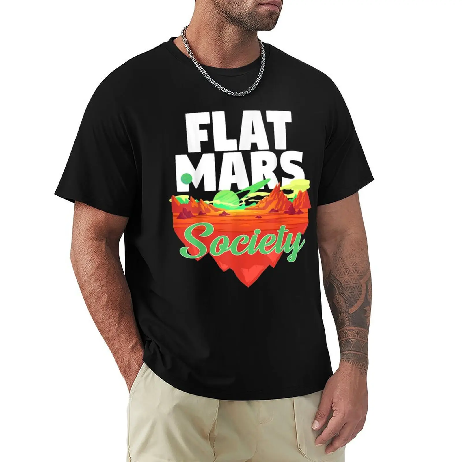 Flat Mars Society Funny Gift T-Shirt man t shirt graphic T-Shirt