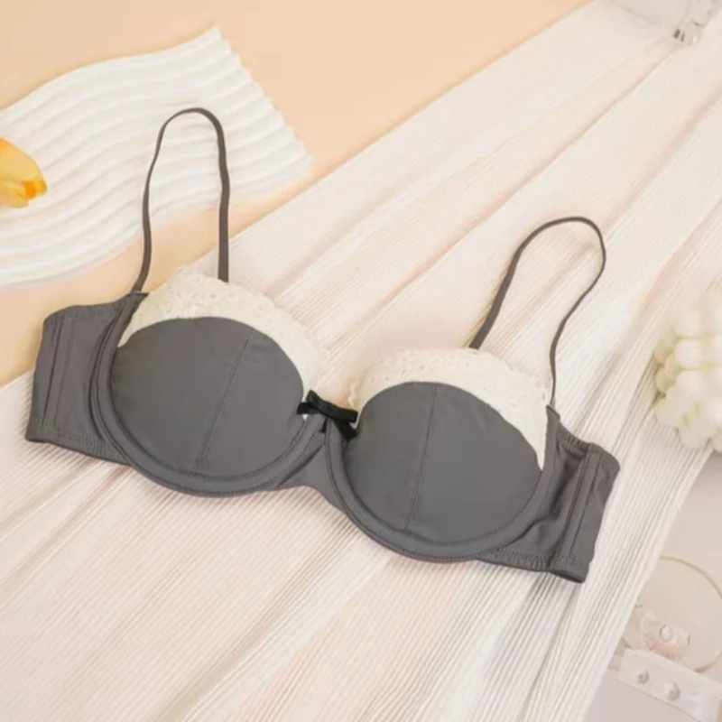 Sexy Push-Up-BH für Damen mit kleinen Brüsten, reines, sinnliches Spitzen-Dessous-Set, Sommer, dünn, keine leeren Körbchen, sammelnde Unterstützung, schöne Bralette