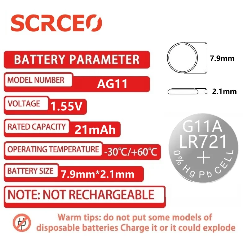 시계용 단추 배터리, AG11 1.55V 리튬 배터리, 362 LR721 362A L721F SR721SW 환경 보호, 40-200 개, 신제품
