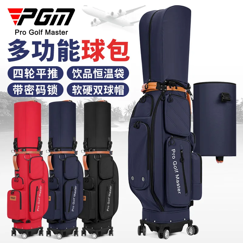 PGM Golf Bag Hard Shell 4 Wheels Air Travel Case for Golf Clubs Men Women