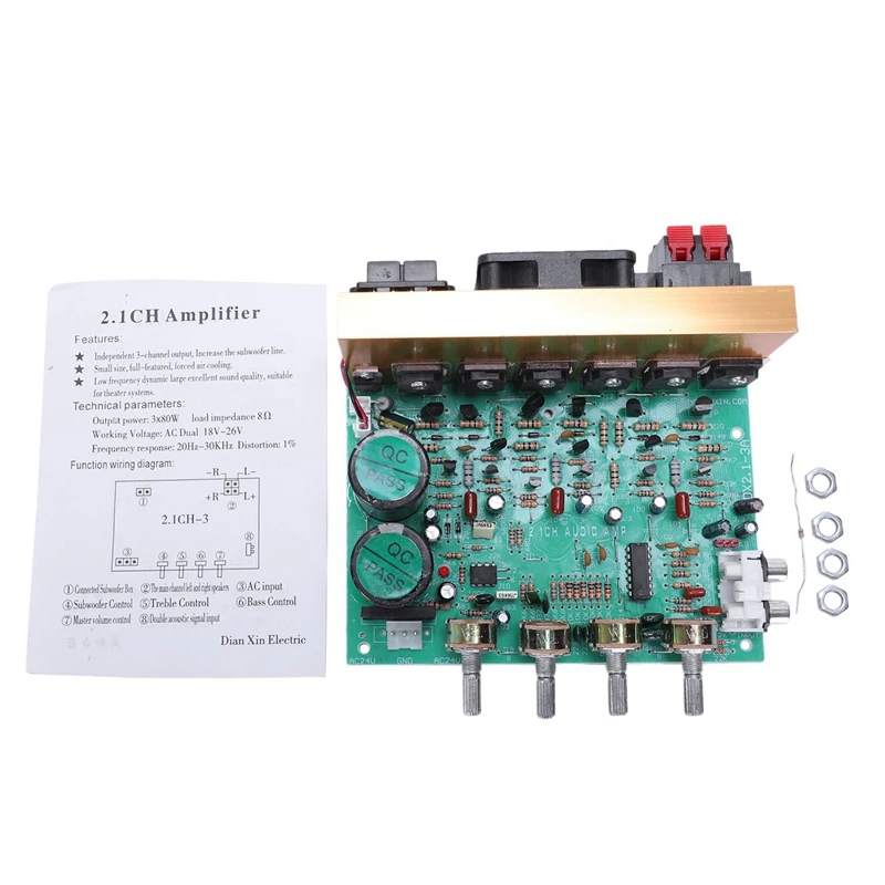 บอร์ดเครื่องขยายเสียง2X 2.1ช่อง240วัตต์บอร์ดเครื่องขยายเสียงกำลังสูงแอมป์ Ac18-24V คู่โฮมเธียเตอร์