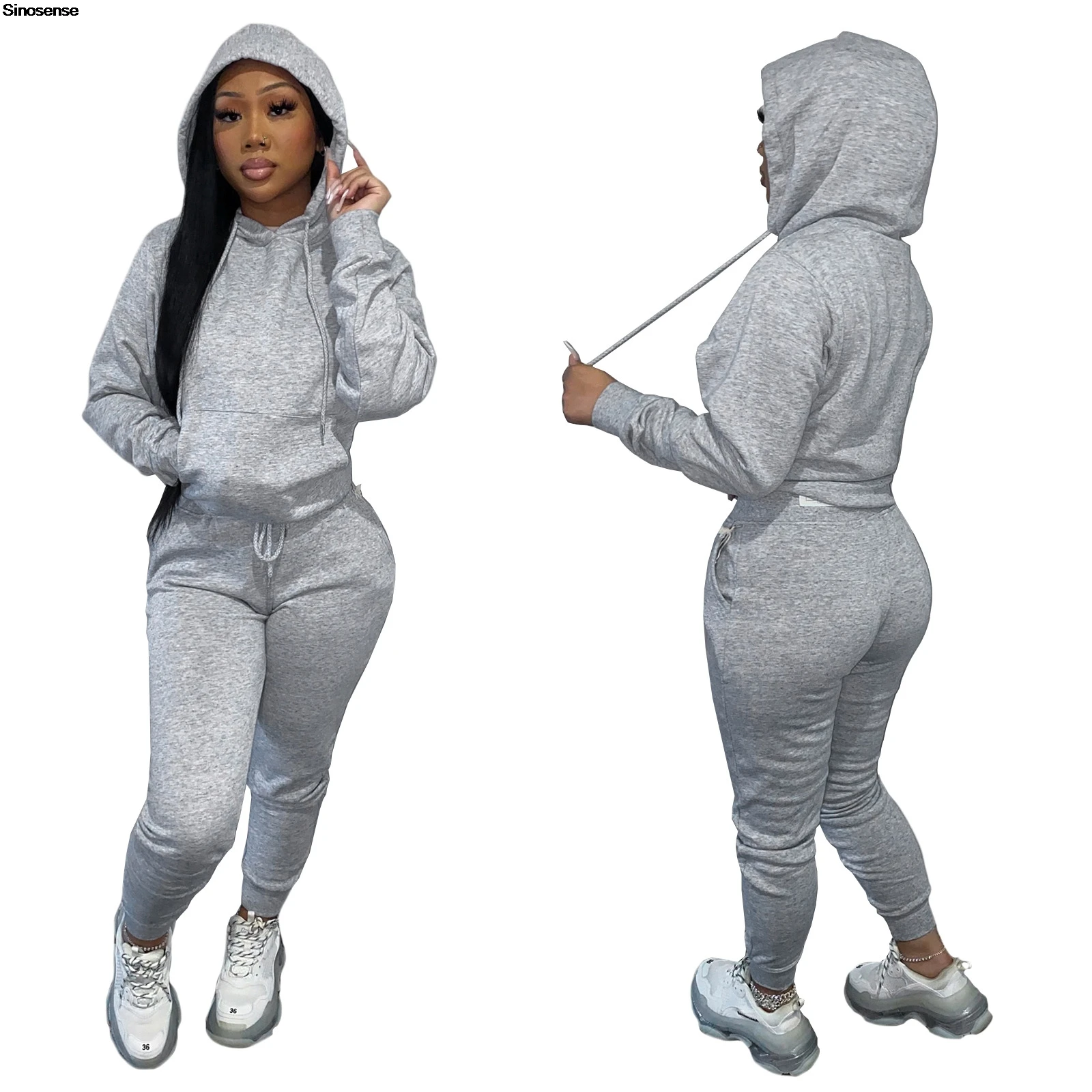 Women Fleece Two Piece Outfits Sweatsuits Tracksuit Long Sleeve Hoodie Sweat Pants Set Casual Jogging Sports Workout Outfits 3XL