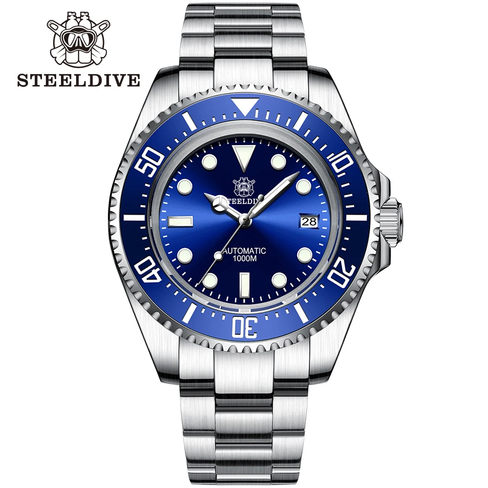 STEELDIVE SD1964 45MM Water Ghost Mens Dive Watch Ceramic bezel 1000M Waterproof NH35 Exhaust Valve Luminous Menmechanical Watch