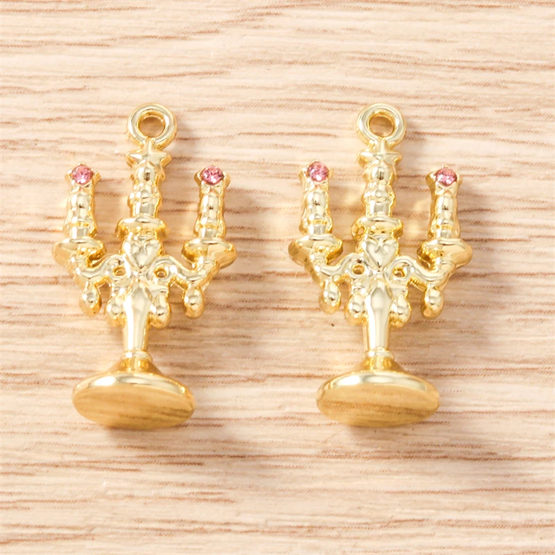5 Stück 13 x 23 mm niedliche Metall-Kerzenständer-Form-Charms-Anhänger für Schmuckherstellung, Halsketten, Ohrringe, DIY, handgefertigtes Bastelzubehör – Detail 6