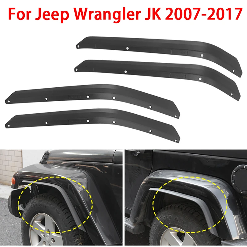 

4pcs Car Front Rear Wheel Fender Flares for Jeep Wrangler JK 2007-2017