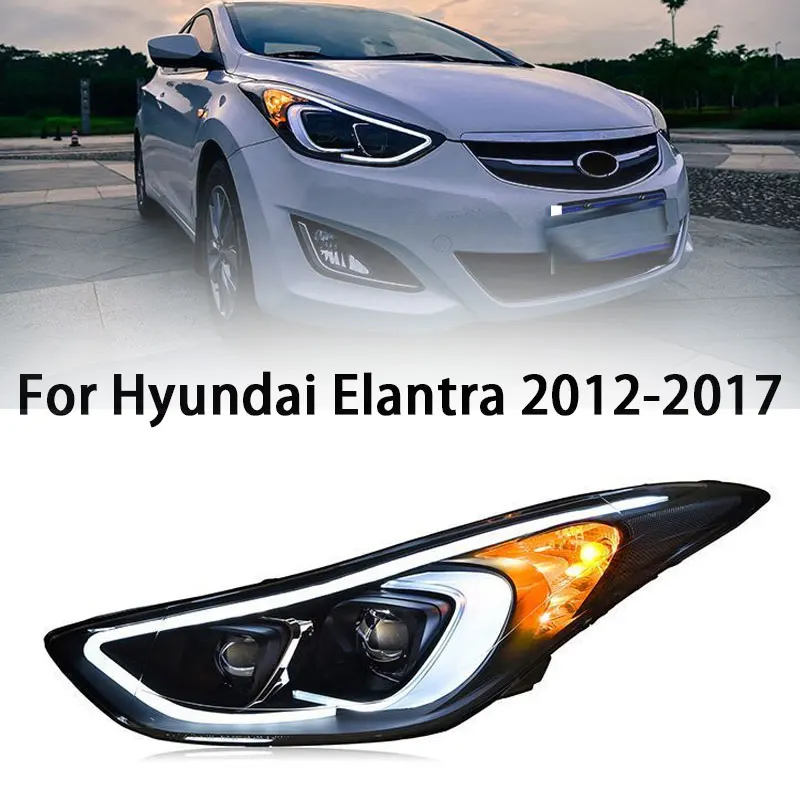 

Фара для Hyundai Elantra светодиодный фара 2012-2017 фары Elantra DRL сигнал поворота фара дальнего света ангельские глазки