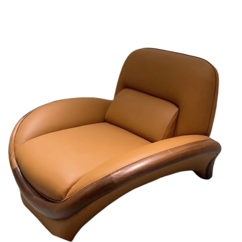 كرسي أريكة فردي من خشب الجوز الأسود الإيطالي البسيط لمشاهير الإنترنت بسيط وحديث وخفيف الوزن وأثاث منزلي فاخر #5