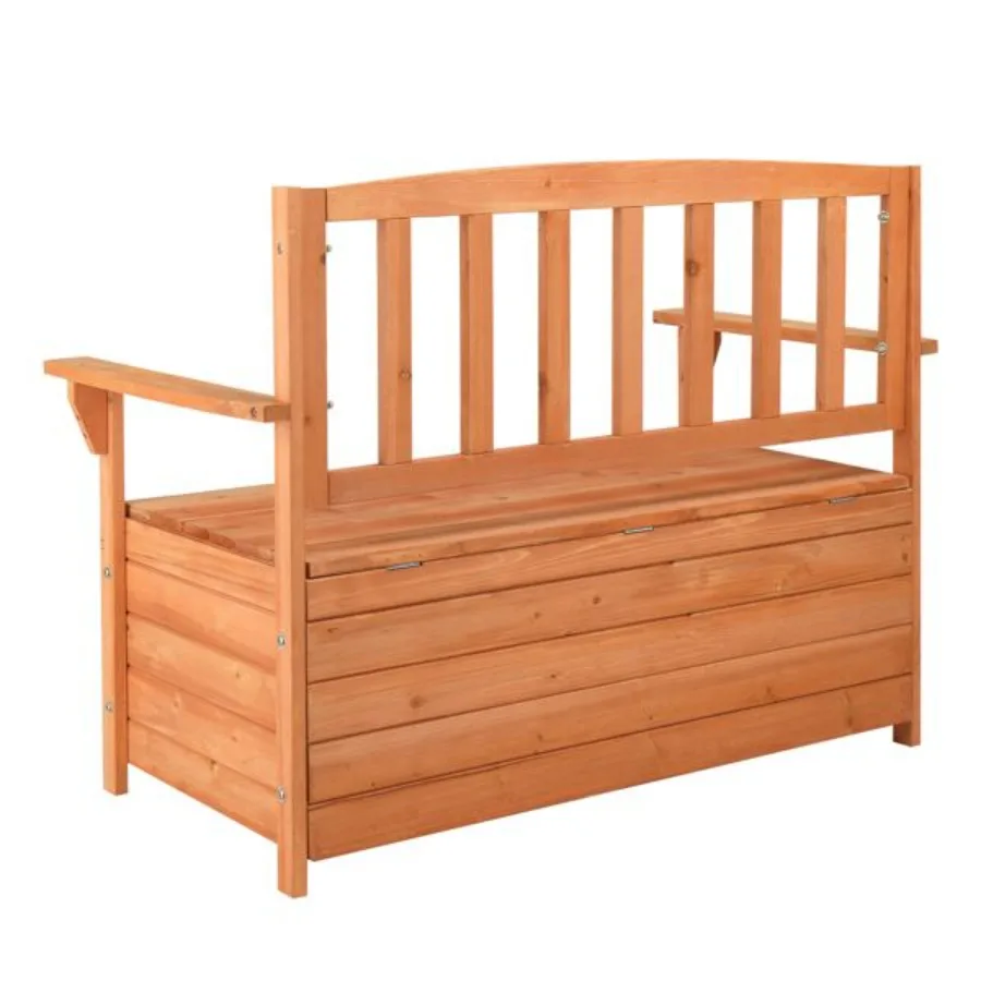 

112 * 58 * 84cm Cedar Yard Storage Box With Backrest Armrest Bright Orange Red