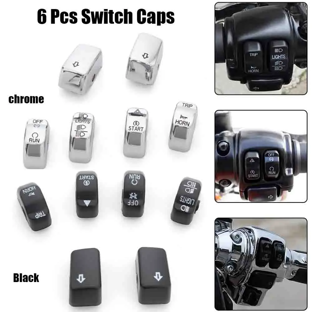 Motorcycle Accessories 6 PCS Switch Caps ABS Black/Chrome Fit For Harley Sportster Roadster XL1200CX 2016 2017 2018 2019 2020