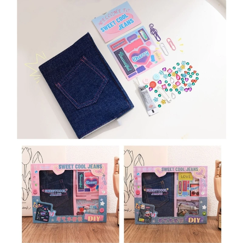DIY Ledger Set ชุด DIY ผ้าคลุมยีนส์พร้อมดีไซน์กระเป๋าเล็กสำหรับให้เป็นของขวัญในสำนักงาน
