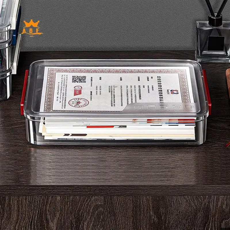 

A08E-A4 Transparent Storage Box Portable Plastic Document Stationery Jewelry Storage Case School Home Office Supplies