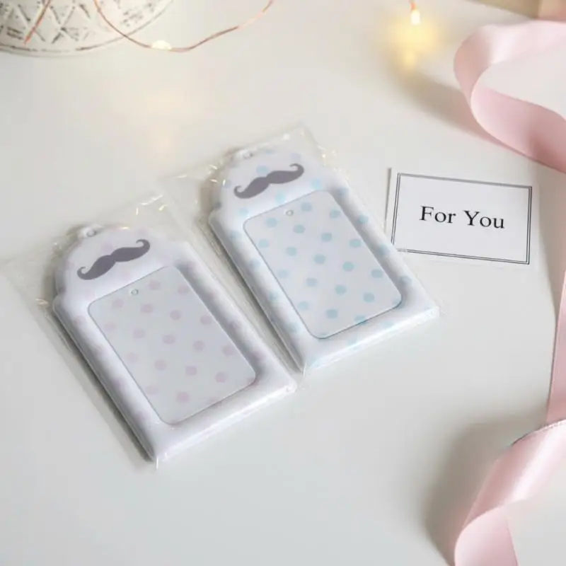 Polka Dot Mustache Print PVC Card Holder 3 Inch Kpop Photocard Storage Display Pendant For School ID Card Meal Card Daily Use