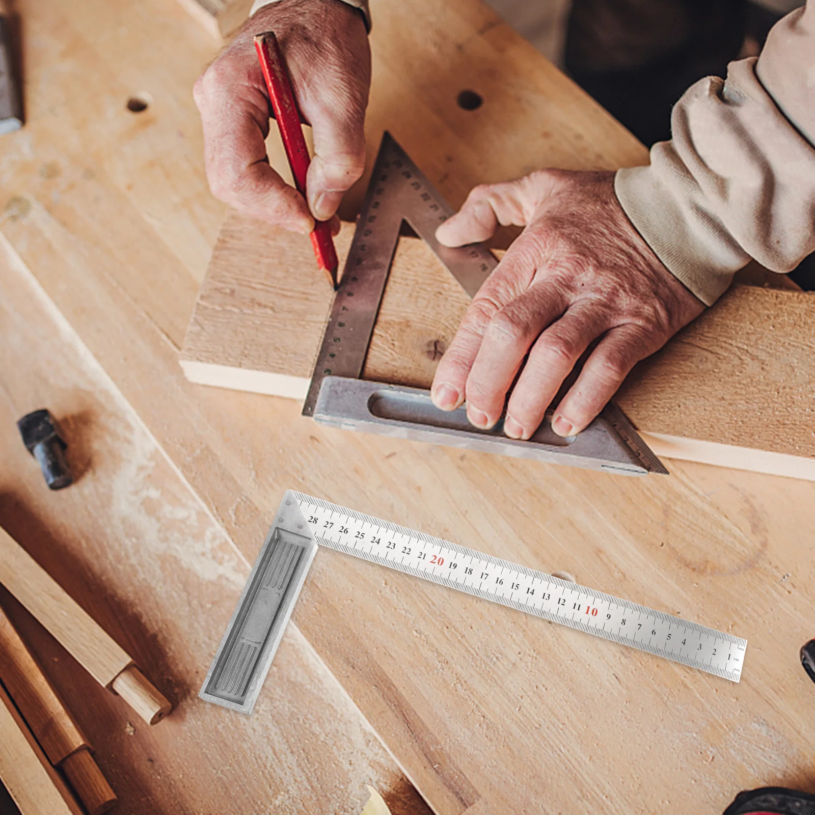 

Thickened 300mm Stainless Steel Woodworking Ruler Carpenter Tool Precision Square Metal Construction Accessories