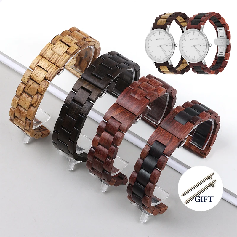 20mm 22mm Wood Watch Strap Quick Release Universal Wooden Bracelet for Samsung Galaxy Watch Band for Seiko Women Men Wristband