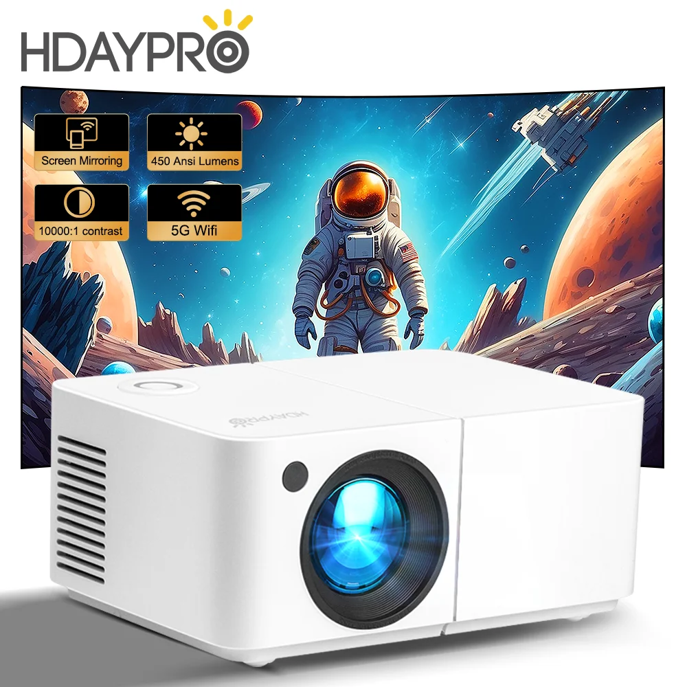 

PROGAGA HD300 Mini Projector 4K Supported 450 ANSI Smart 5G WiFi BT for Home Theater Cinema portable projector Movie Video Proje