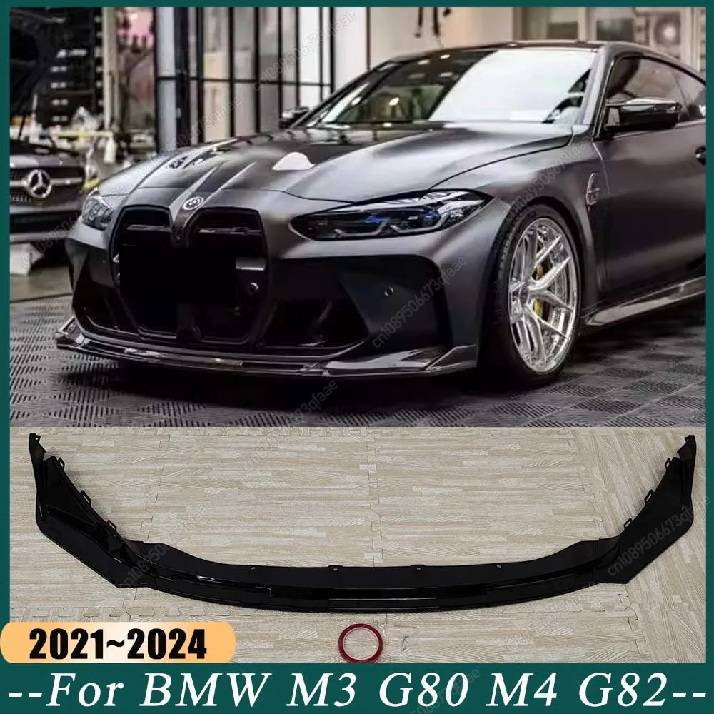 Protector de Parachoques Delantero, Alerón, Divisor, Protector para BMW M3 G80 M4 G82 2021-2024 Competition, ABS Negro Brillante, Tuning