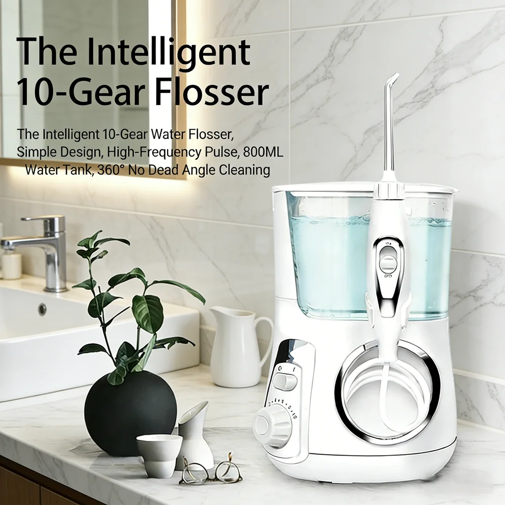 

Электрический ирригатор для полости рта, 800 мл, 10 режимов, 5 насадок, настольный, устраняет неприятный запах изо рта и зубной налет