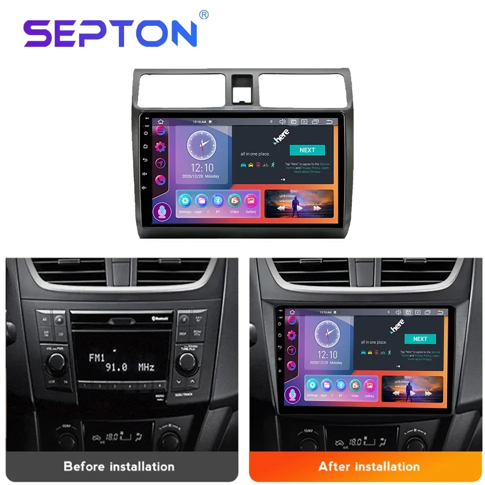 SEPTON Android Auto Radio GPS DVD for Suzuki Swift 2003-2010 4G Car Multimedia Video Player Navigation Stereo Wireless CarPlay